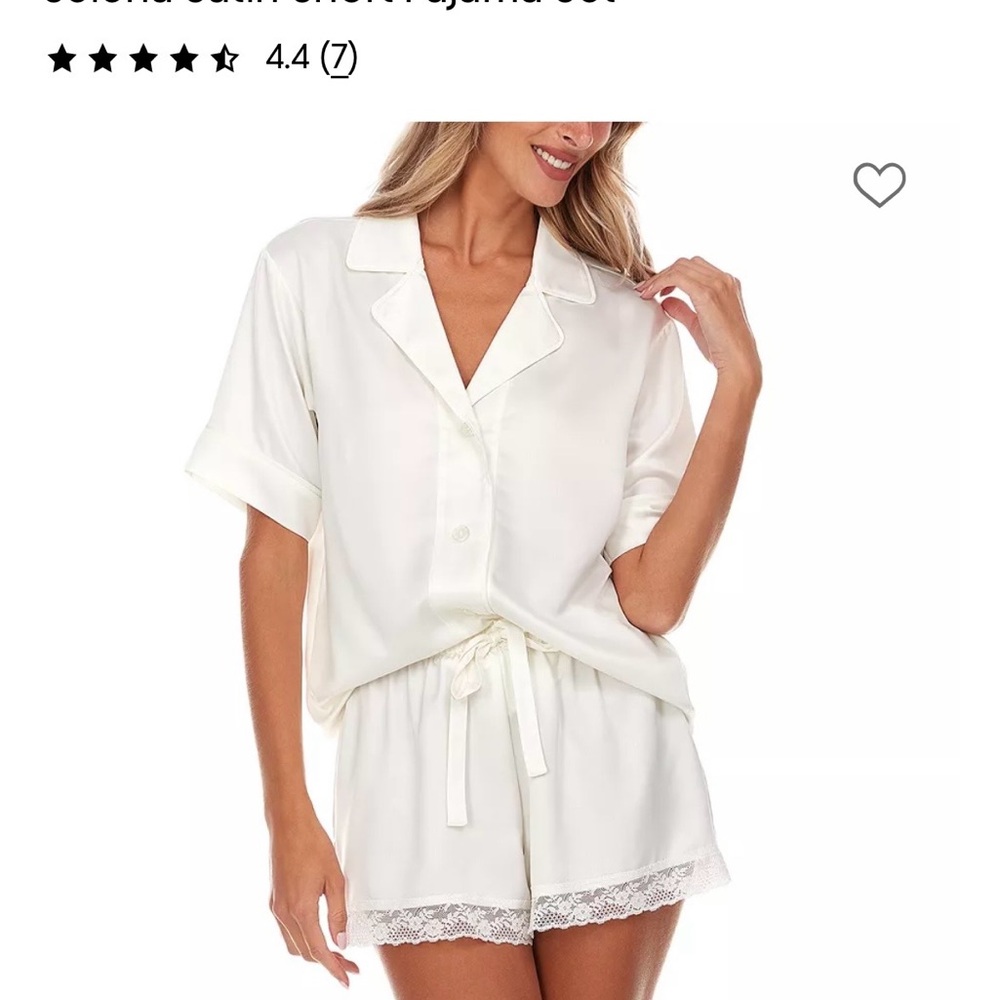 Flora Nikrooz Cream Satin Short Pajama Set with Lace Trim